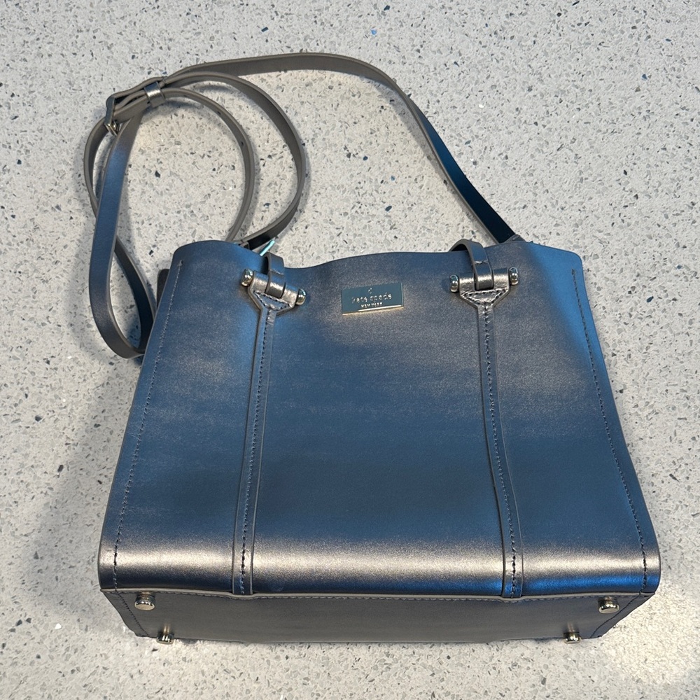 kate spade Metallic Navy Leather Shoulder Bag